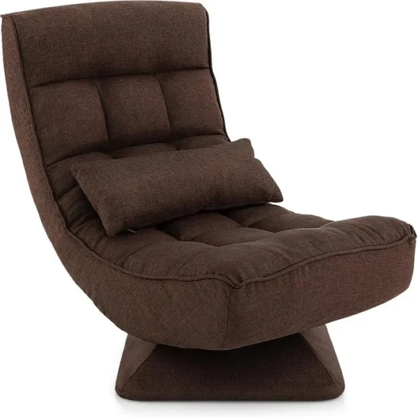 Chaise De Sol Pliable Réglable à 5 Positions,fauteuil De Salon Pour Méditer,lire,se Reposer(marron)