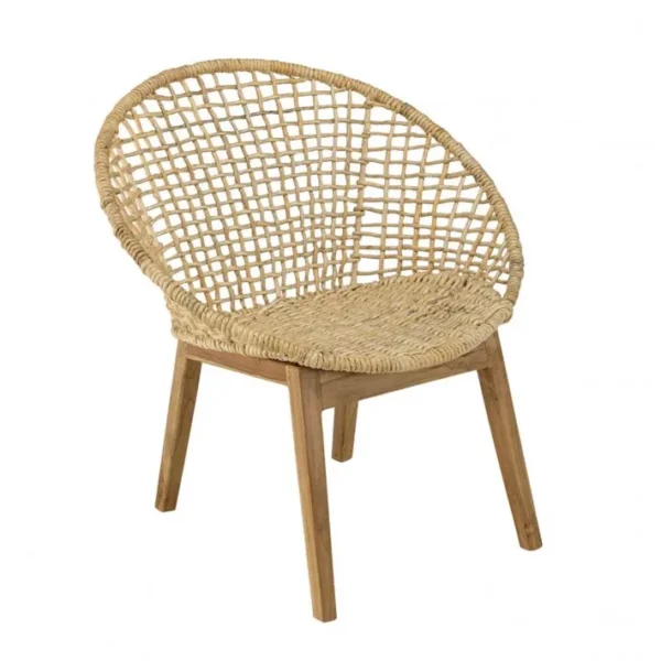 Alida - Fauteuil Beige Dossier Arrondi Assise En Abaca Tressé