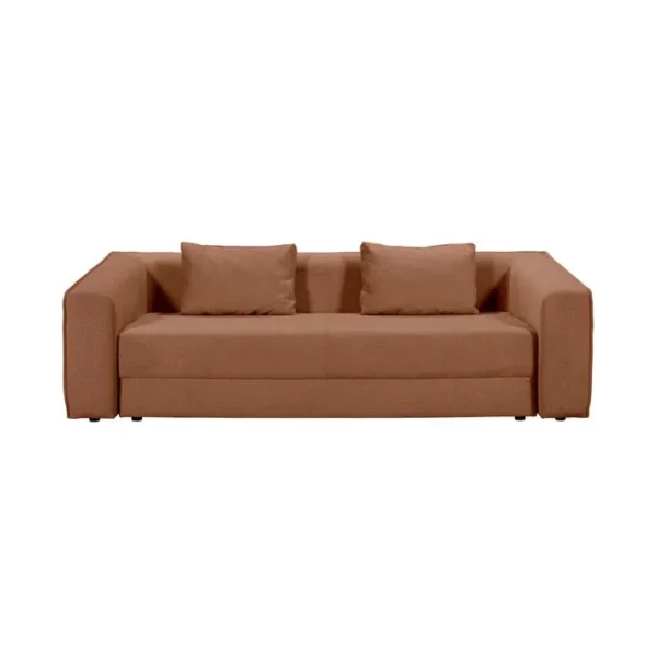 Muscat - Canapé Droit Convertible 3 Places En Tissu, Made In France - Terracotta