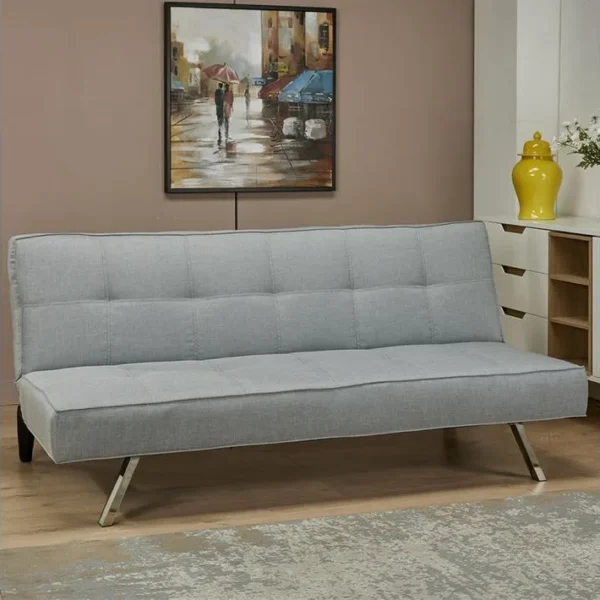 Banquette Canapé Convertible 3 Places Gris Clair - Solveig I