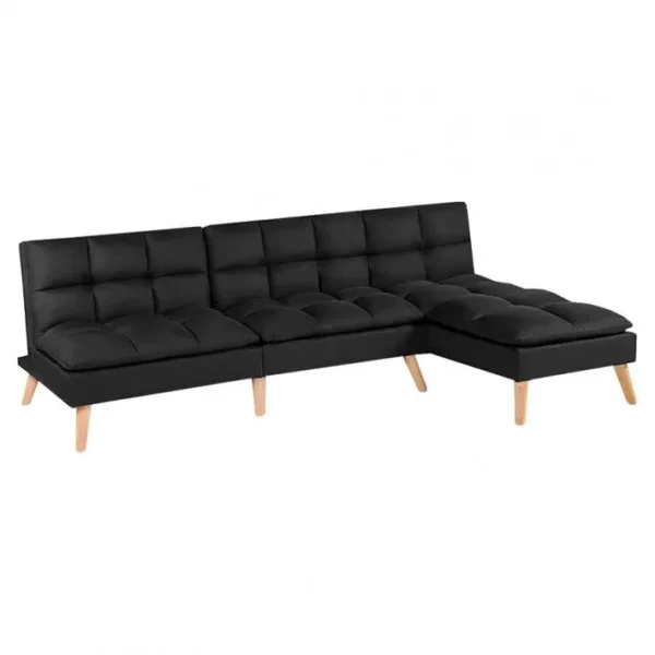 Banquette Convertible Angle Réversible Et Modulable Tissu Noir - Kurt