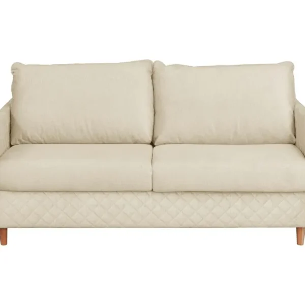 Canapé 3 Places Convertible En Velours De Luxe Sanremo, Couchage Quotidien, Beige