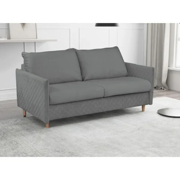 Canapé 3 Places Convertible En Velours De Luxe Sanremo, Couchage Quotidien, Gris