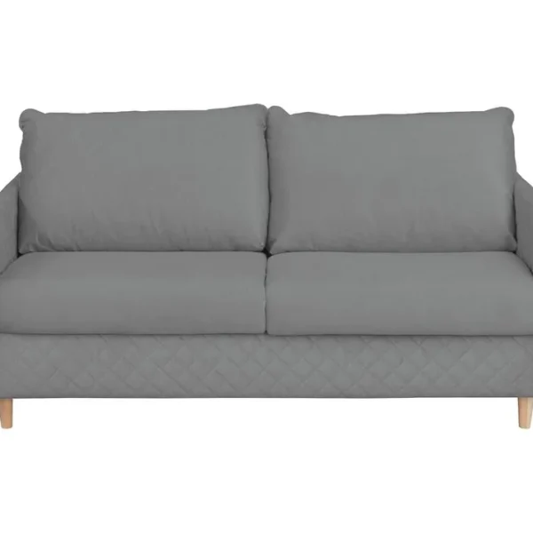 Canapé 3 Places Convertible En Velours De Luxe Sanremo, Couchage Quotidien, Gris