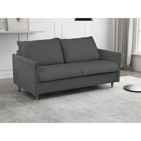 Canapé 3 Places Convertible En Velours De Luxe Sanremo, Couchage Quotidien, Gris Foncé