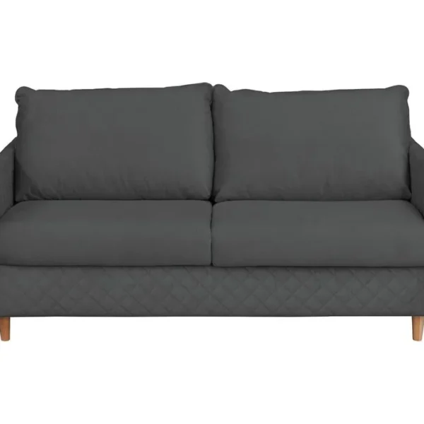 Canapé 3 Places Convertible En Velours De Luxe Sanremo, Couchage Quotidien, Gris Foncé