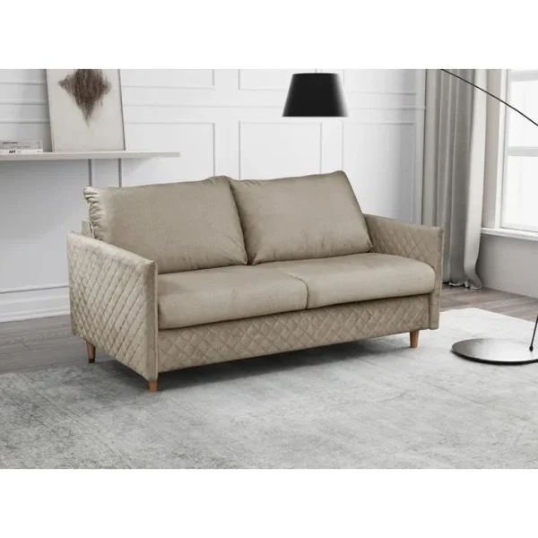 Canapé 3 Places Convertible En Velours De Luxe Sanremo, Couchage Quotidien, Marron