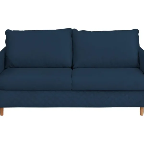 Canapé 3 Places Convertible En Velours De Luxe Sanremo, Couchage Quotidien, Bleu Foncé