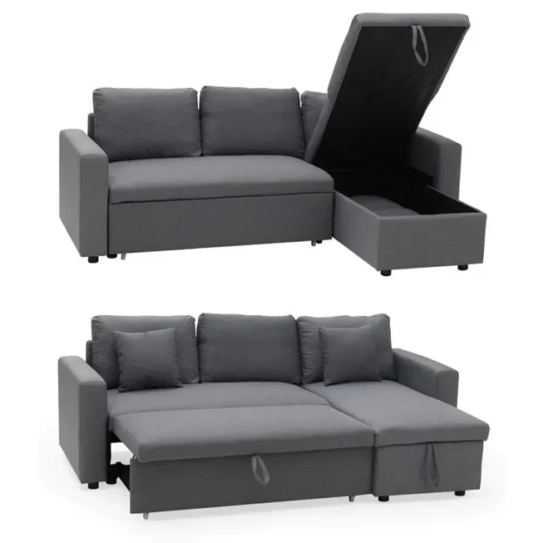 Milford - Canapé Dangle Convertible 3 Places - Gris