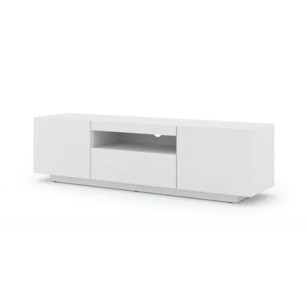 BB LOISIR Meuble TV Bas Universel Aura 150 Cm À Suspendre Ou À Poser Blanc Mat Sans LED