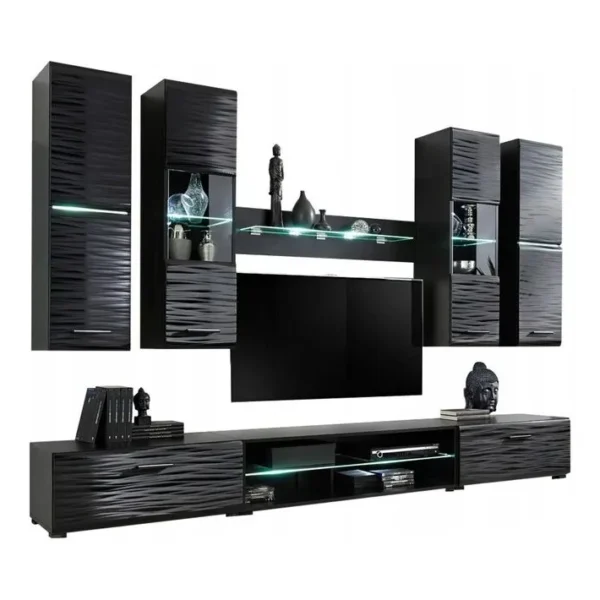 Ninja Ensemble Meuble Effet 3d LED 280 Cm Pour Hifi Et Tele