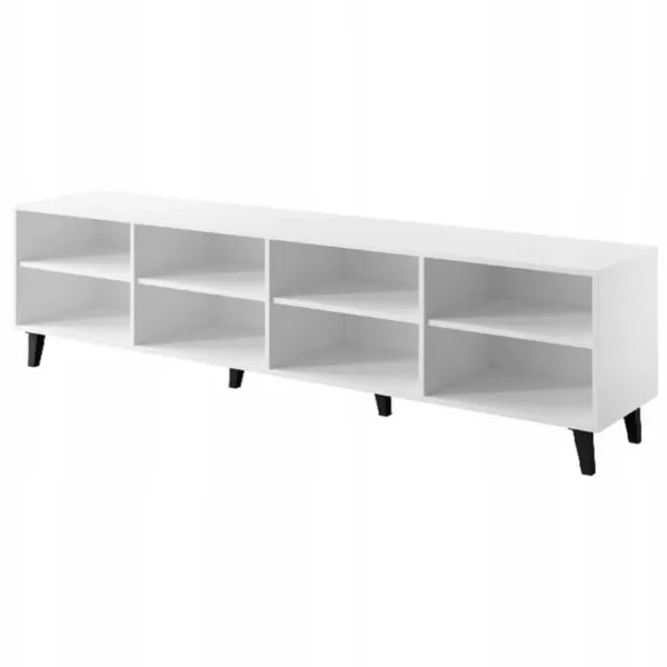 BB LOISIR Meuble TV 200x52x42 Cm Blanc Mat Futi Meuble Hi-fi Luxueux Sur Pieds