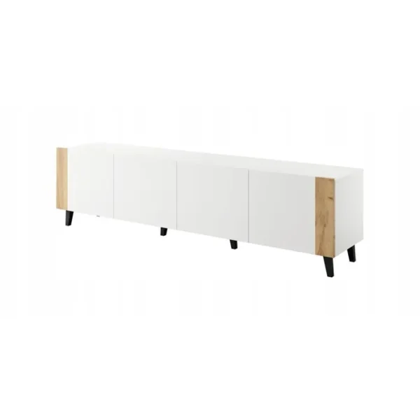 BB LOISIR Meuble TV 200x52x42 Cm Blanc Mat Futi Meuble Hi-fi Luxueux Sur Pieds