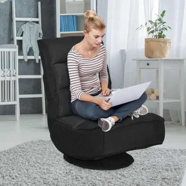 Chaise Relax Pivotant 360 Degrés Pliable Et Réglable En 5 Positions,chaise Rembourrée Confortable