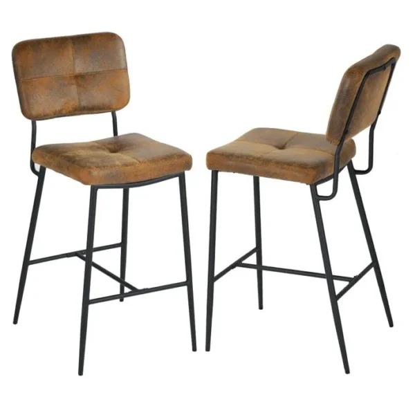 Lot De 2 Tabouret De Bar Siège Rembourrés De 69 Cm De Haut En Suédine Avec Dossier Et Repose-pieds