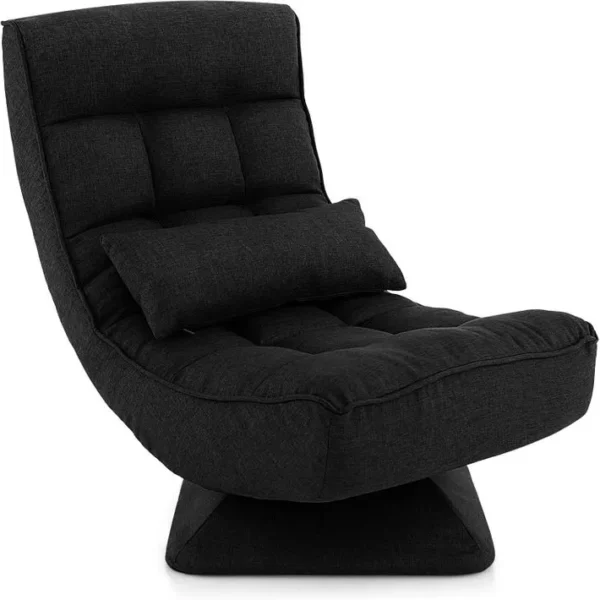 Chaise De Sol Pliable Réglable à 5 Positions,fauteuil De Salon Pour Méditer, Lire,se Reposer (noir)