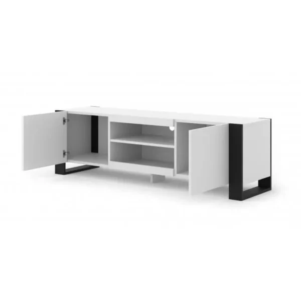 BB LOISIR Meuble TV Side Board Rtv Couleur Blanc Mat 158x40x47cm