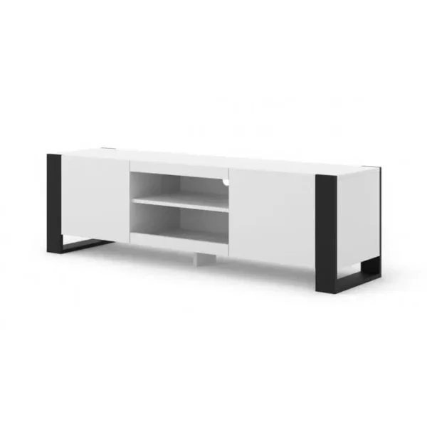 BB LOISIR Meuble TV Side Board Rtv Couleur Blanc Mat 158x40x47cm