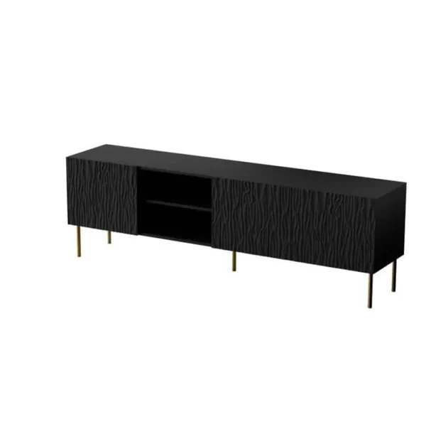 BB LOISIR Meuble TV 190x60x41 Cm Meuble Hi-fi Luxueux Sideboeard Sur Pied Noir Mat Younge