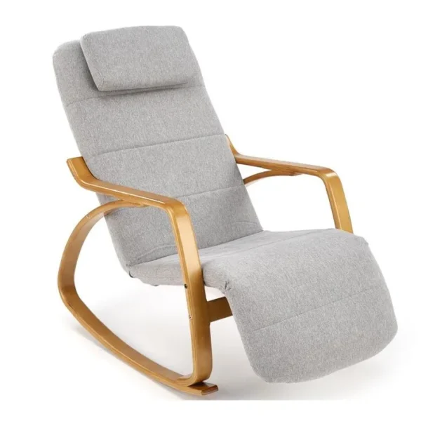 Rocking Chair Gris Avec Structure En Bois Massif Angela