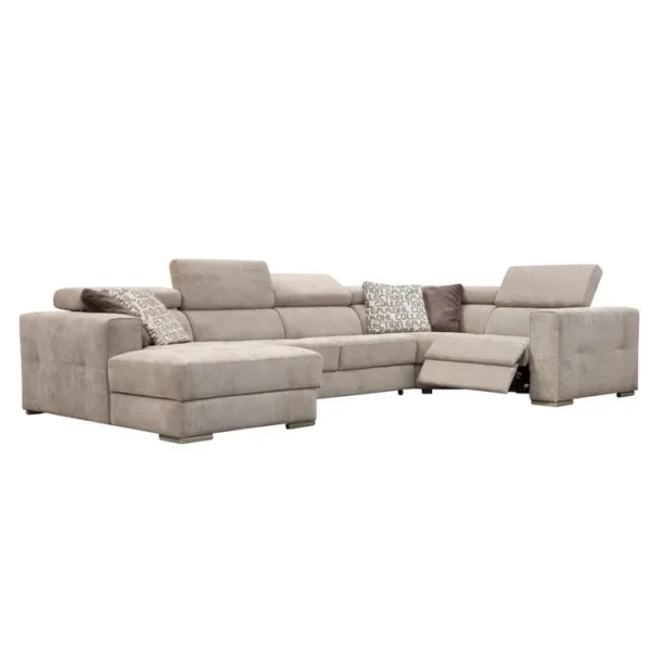 Canapé dangle U convertible relax gauche QUARTZ tissu beige