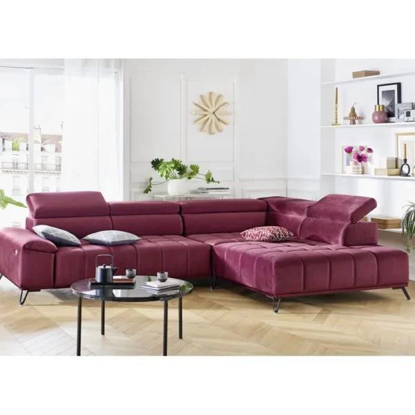 Canapé dangle droit relax PALLADIO tissu Monolith bordeaux