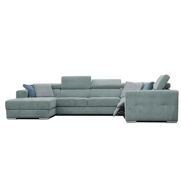 Canapé dangle U convertible relax gauche QUARTZ tissu arano turquoise