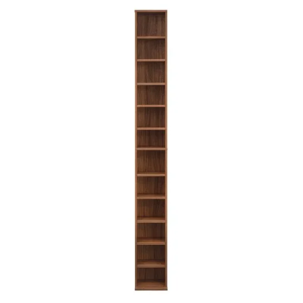 Tour Étagère Cd / Dvd Rangement Stockage Armoire 175 Cm Mdf Mélaminé Noyer 03_0004502