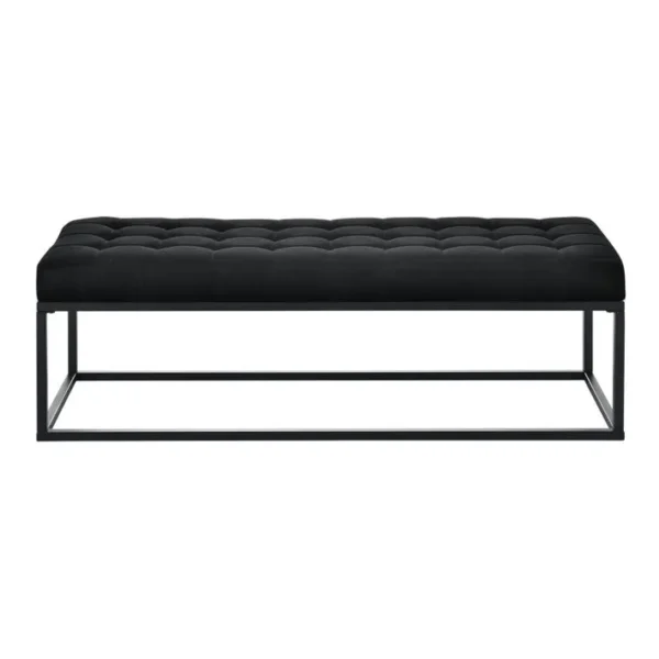 Tabouret Rembourré Banc Banquette Avec Pieds Métalliques Housse Textile 120 Cm Noir 03_0006273