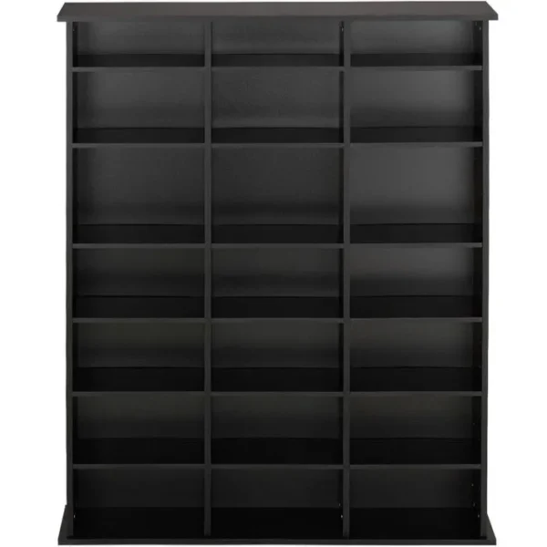 Armoire Étagère Bibliothèque Rangement Cd / Dvd Meuble De Rangement 136,5 Cm Noir 08_0000229