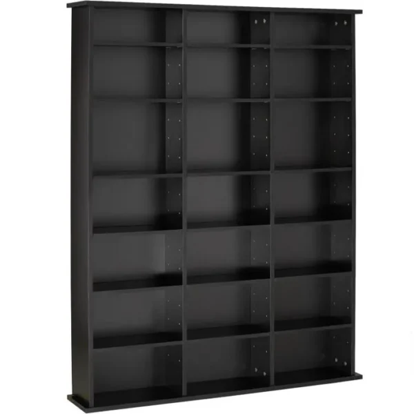 Armoire Étagère Bibliothèque Rangement Cd / Dvd Meuble De Rangement 136,5 Cm Noir 08_0000229