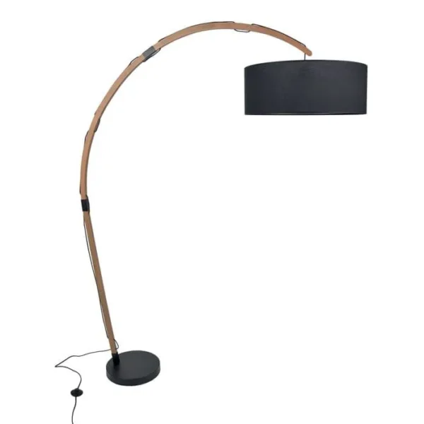 Lampadaire arc bois H. 200 cm EDGAR Noir/naturel