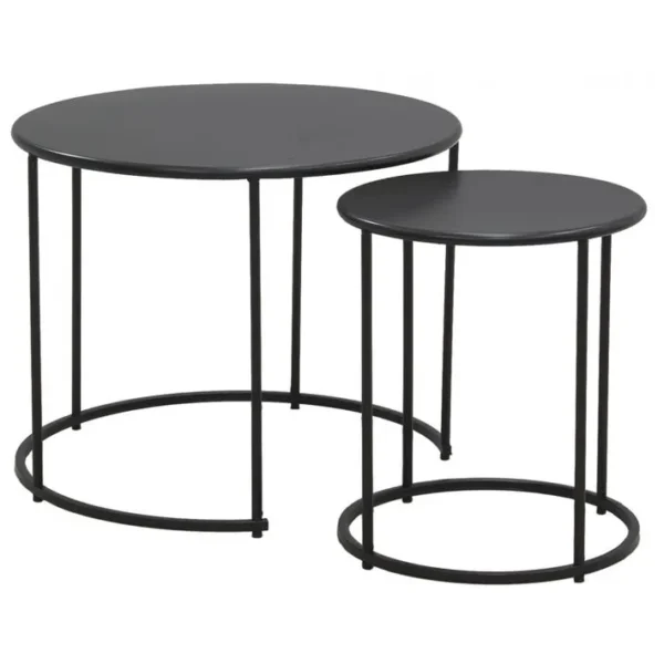 Tables Basses En Métal Teinté Noir (lot De 2)