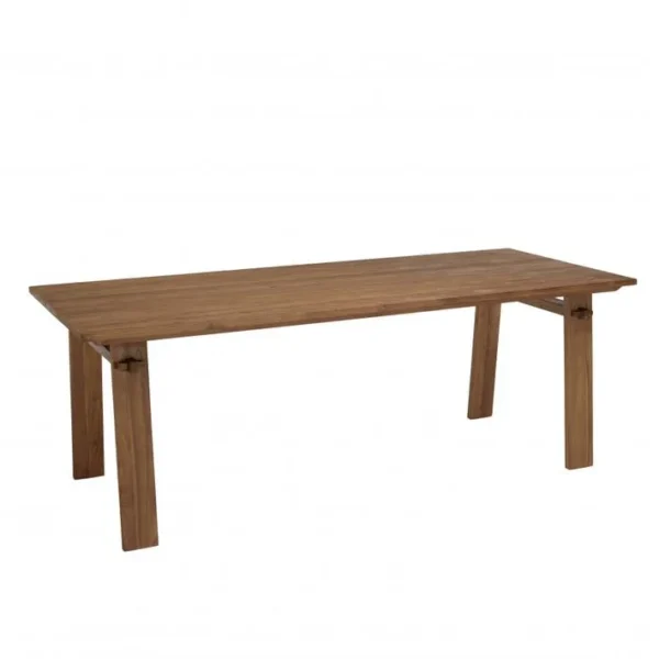 Alida - Table à Manger Rectangulaire 220x90cm En Bois De Teck Recyclé