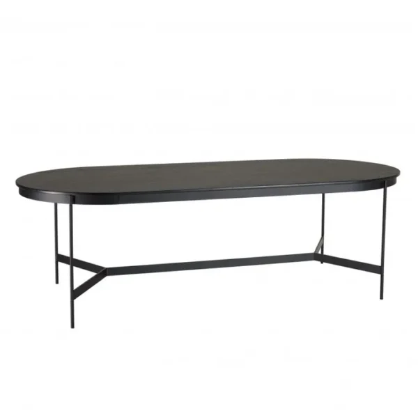 Daly - Table à Manger Ovale Noire 240x104cm Piètement Métal