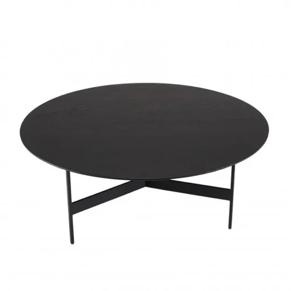 Daly - Table Basse Ronde Noire 78x78cm Piètement Métal