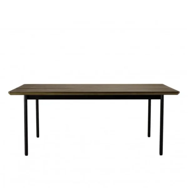 Alma - Table à Manger Rectangulaire Marron Foncé 200x100cm Pieds Métal Noir