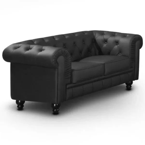 Canapé 2 Places chesterfield 157cm Noir