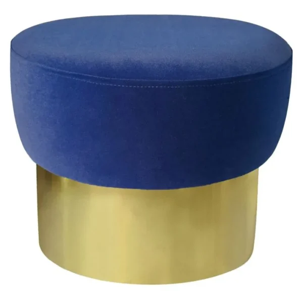 Tabouret Design En Velours liya 44cm Bleu