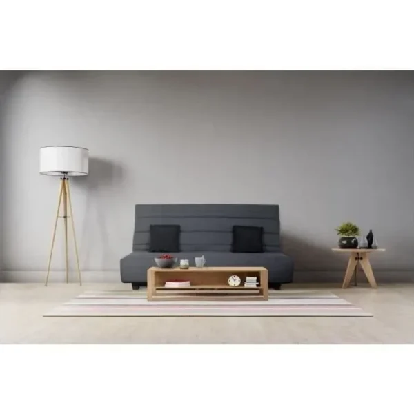 Banquette Clic Clac - Tissu Gris + 2 Coussins Noir - L194 X P98 X H102 Cm - Made In France - Alex