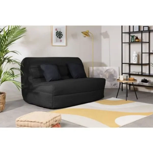 Banquette BZ - Tissu Noir + 2 Coussins Noir - L 140 X P 99 X H 98 Cmalice