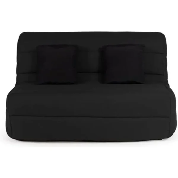 Banquette BZ - Tissu Noir + 2 Coussins Noir - L 140 X P 99 X H 98 Cmalice