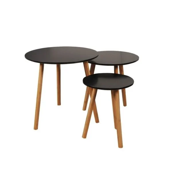 Tables Basses Gigognes Ronde Lot De 3 Venus Noir