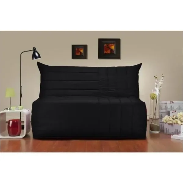 Banquette BZ 3 Places - Made In France - L 142 X P 101 Cm - Tissu Noir - Becci