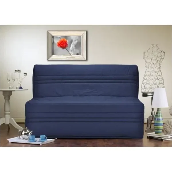 Banquette BZ 3 Places - Tissu Bleu Marine - Contemporain - L 143 X P 97 Cm - Joe