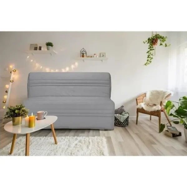 Banquette 3 Places BZ - Tissu Gris Clair - L 143 X P 97 Cm - Joe