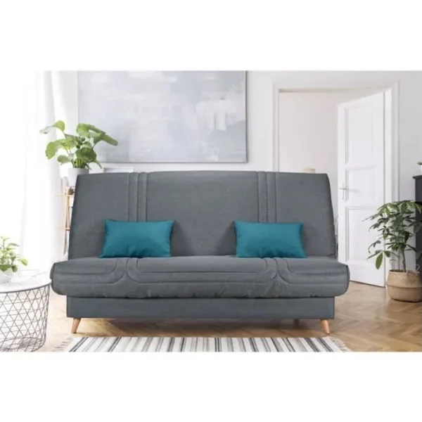 Comfort Clic Clac 3 Places Tissu Anthracite L 192 X P 95 X H 101 Cm Mona Made In France