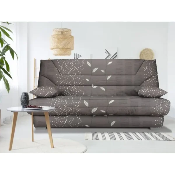 Banquette lit clic-clac BULTEX CALIFORNIA2 tissu feuilles taupe