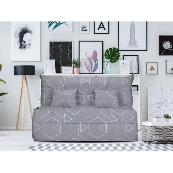 Banquette lit BZ CELIA 2 tissu hexagone gris