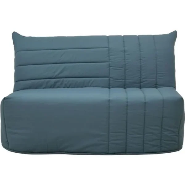 Banquette BZ 2 Places Becci - Tissu Bleu De Prusse - Matelas Bultex - L142 X P101 X H95cm